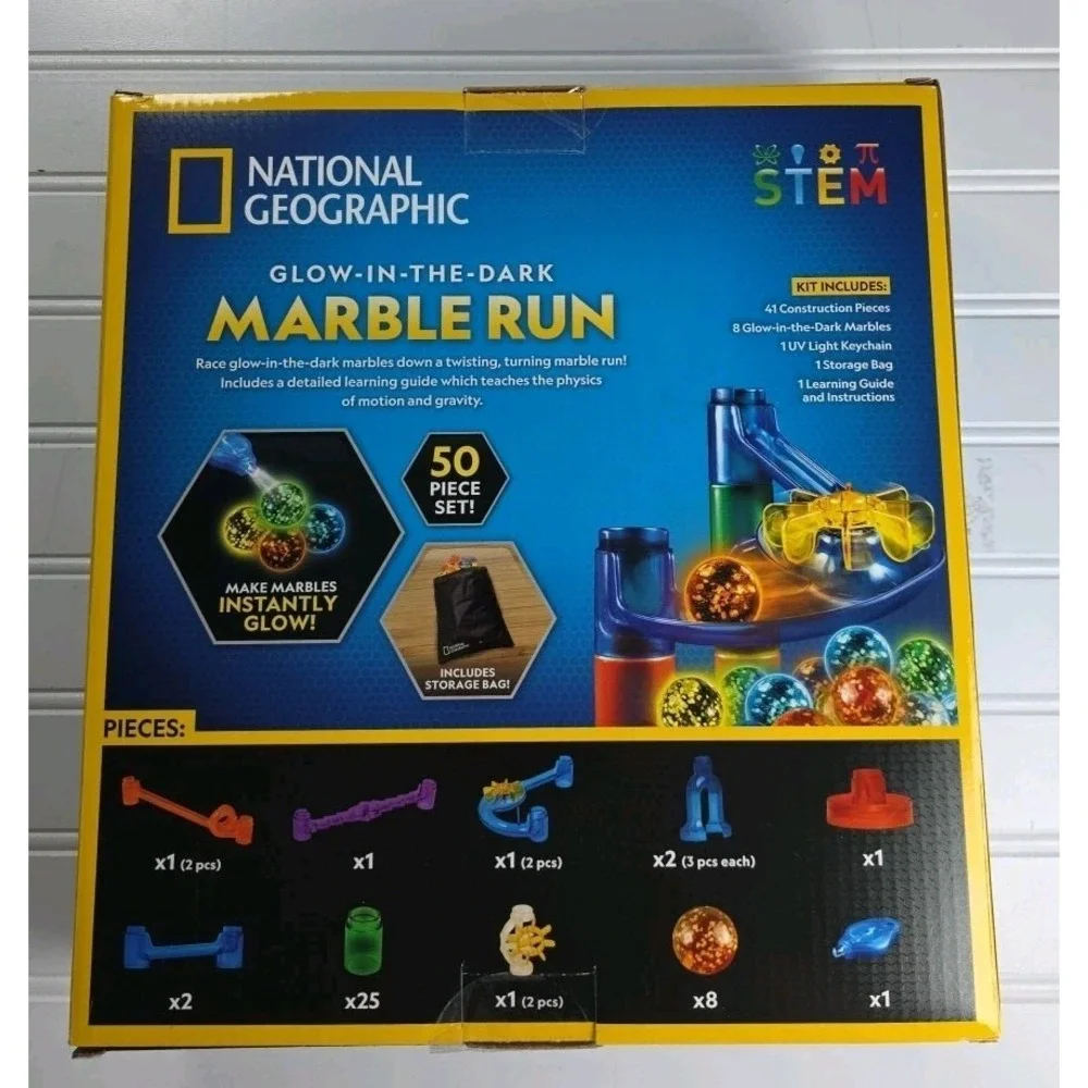 National Geographic Glow in the Dark Marble Run - 50pc: Educational Focus on ...